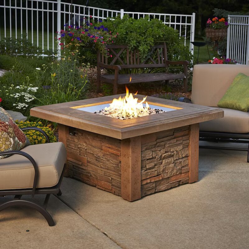The Outdoor GreatRoom Company Sierra 43-Inch Square Propane Gas Fire Pit Table with 24-Inch Crystal Fire Burner - Mocha - SIERRA-2424-M-K (1)