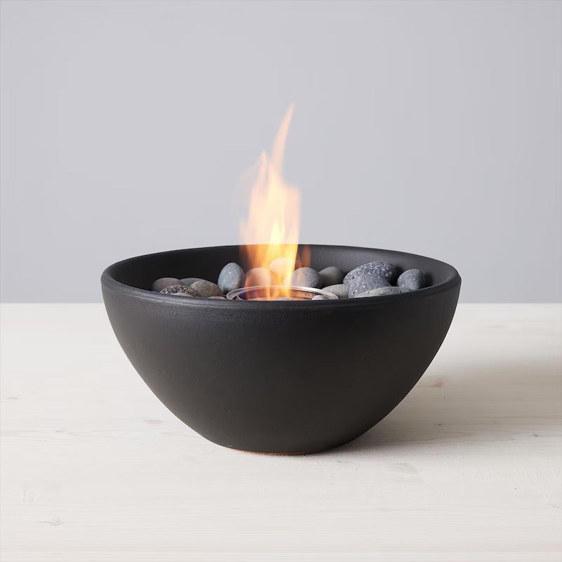 TerraFlame Basin Table Top Fire Bowl Gel Fuel - Stone Cast - Comex Black (1)