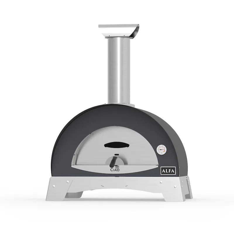 Alfa Ciao 27-Inch Outdoor Countertop Wood-Fired Pizza Oven - Silver Gray - FXCM-LGRI-T-V2