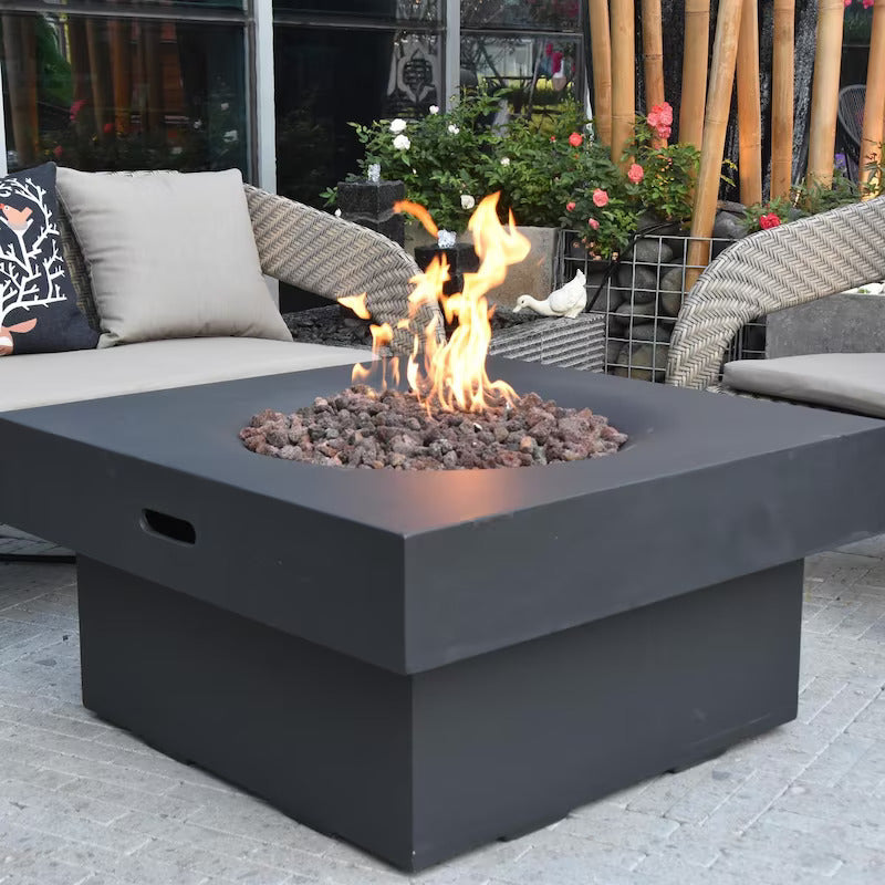 Lakeview Resort Bay 34-Inch Square Propane Fire Pit Table - Black - SCOFG141BK-LP (1)