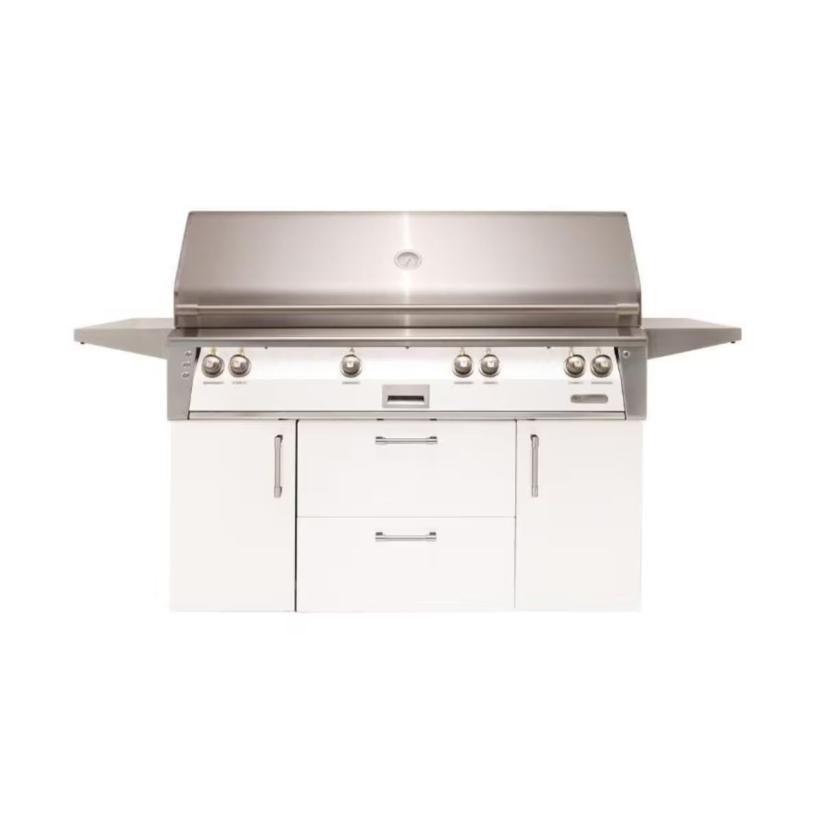 Alfresco ALXE 56-Inch Freestanding Natural Gas All Grill with Sear Zone and Rotisserie in Signal White Matte (Model # ALXE-56BFGC-NG-SM9003)