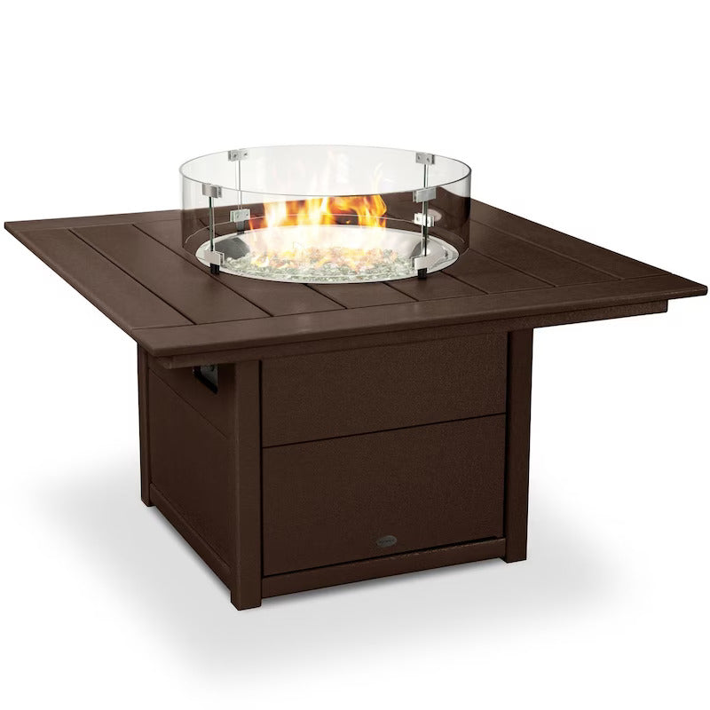 POLYWOOD 42-Inch Square Propane Fire Pit Table - Mahogany (1)