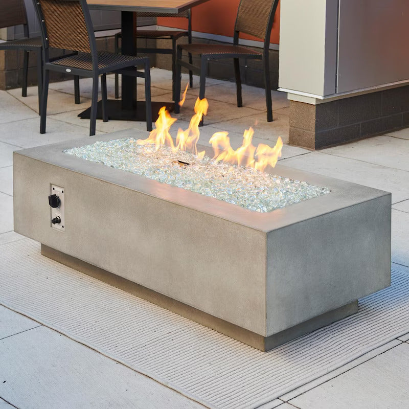 The Outdoor GreatRoom Company Cove 54-Inch Linear Natural Gas Fire Pit Table with 42-Inch Crystal Fire Burner - Ships As Propane With Conversion Fittings - Natural Grey - CV-54-NG (1)