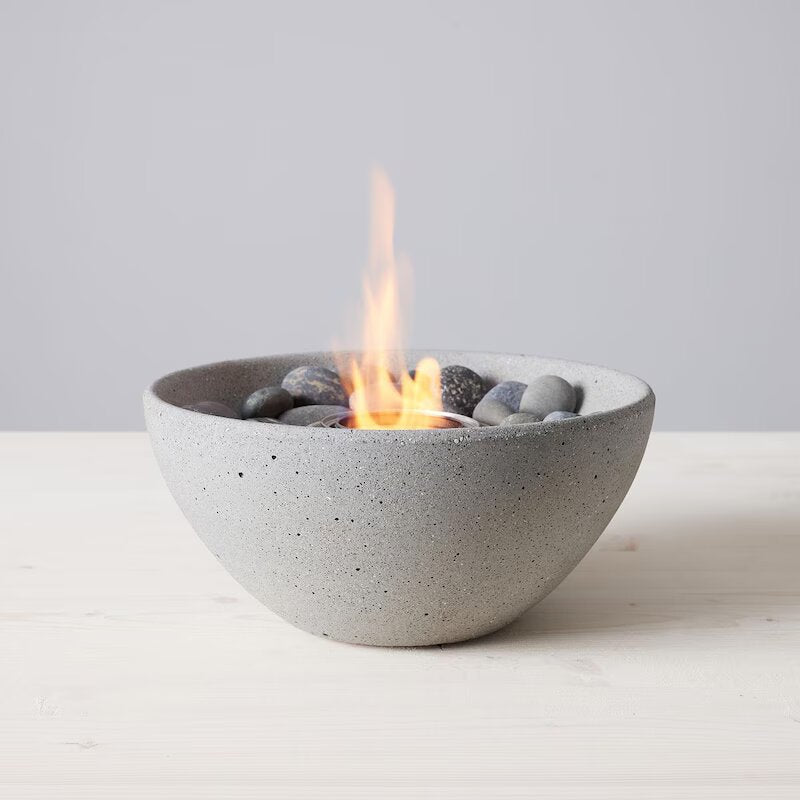 TerraFlame Basin Table Top Fire Bowl Gel Fuel - Stone Cast - Pewter (1)