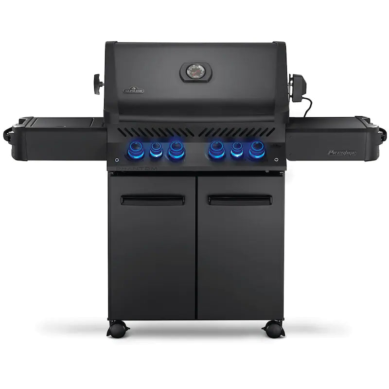 Napoleon Phantom Prestige 500 Natural Gas Grill with Infrared Rear Burner, Infrared Side Burner, & Rotisserie Kit - Matte Black - P500RSIBNMK-3-PHM