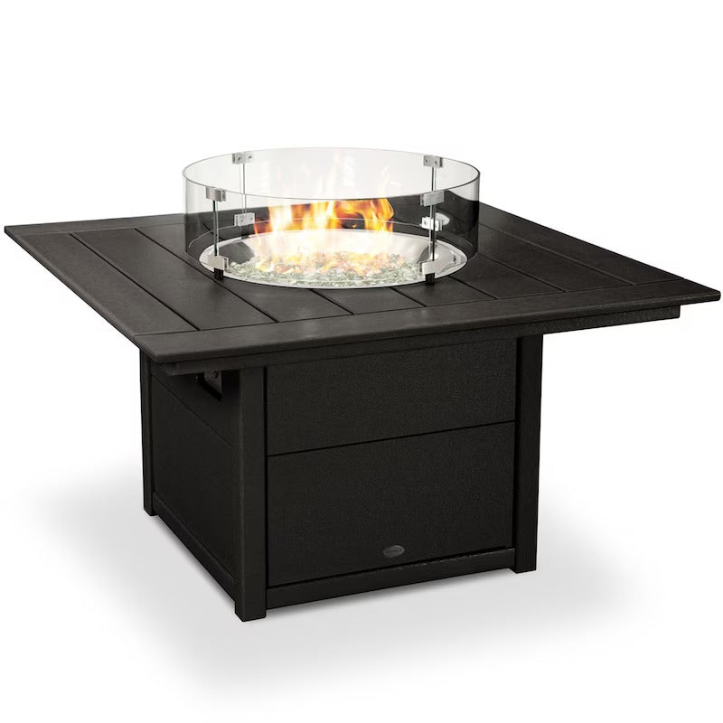 POLYWOOD 42-Inch Square Propane Fire Pit Table - Black (2)