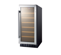 Summit 15-Inch 33 Bottle Wine Cooler - Stainless Steel / Black Cabinet - SWC1535B