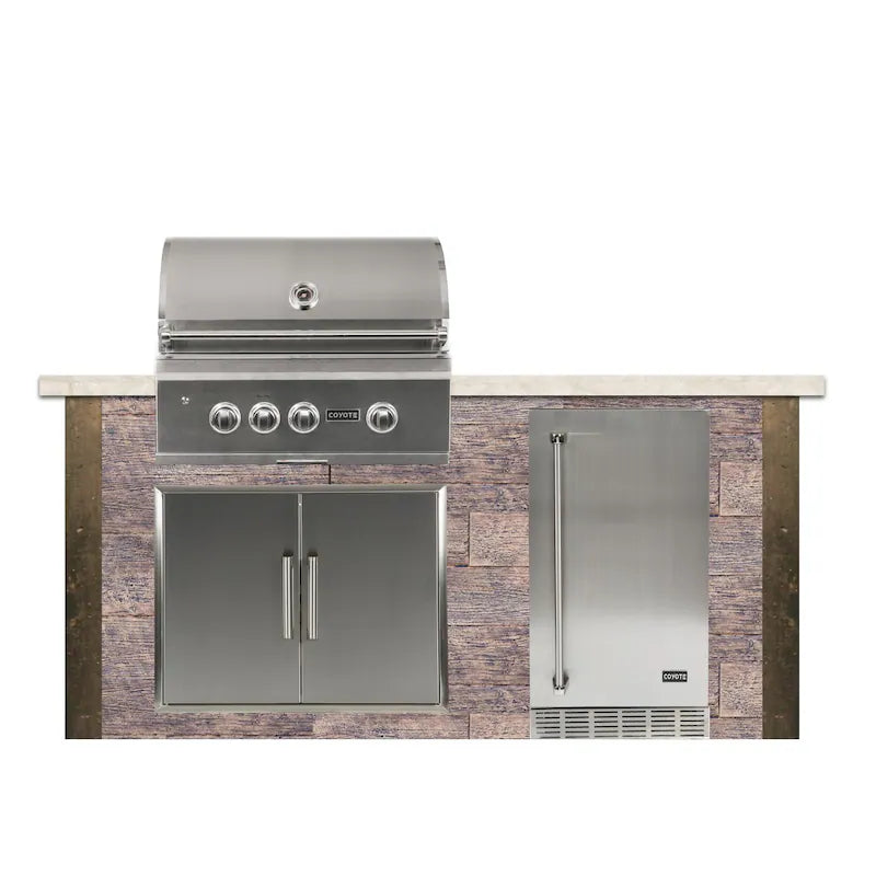 Coyote Ready-To-Assemble 6 Ft Outdoor Kitchen Island With 30-Inch S Series Natural Gas Grill (Ships As Propane With Conversion Fittings) - Weathered Wood/Brown Terra - RTAC-G6-P-WB-C2SL30NG