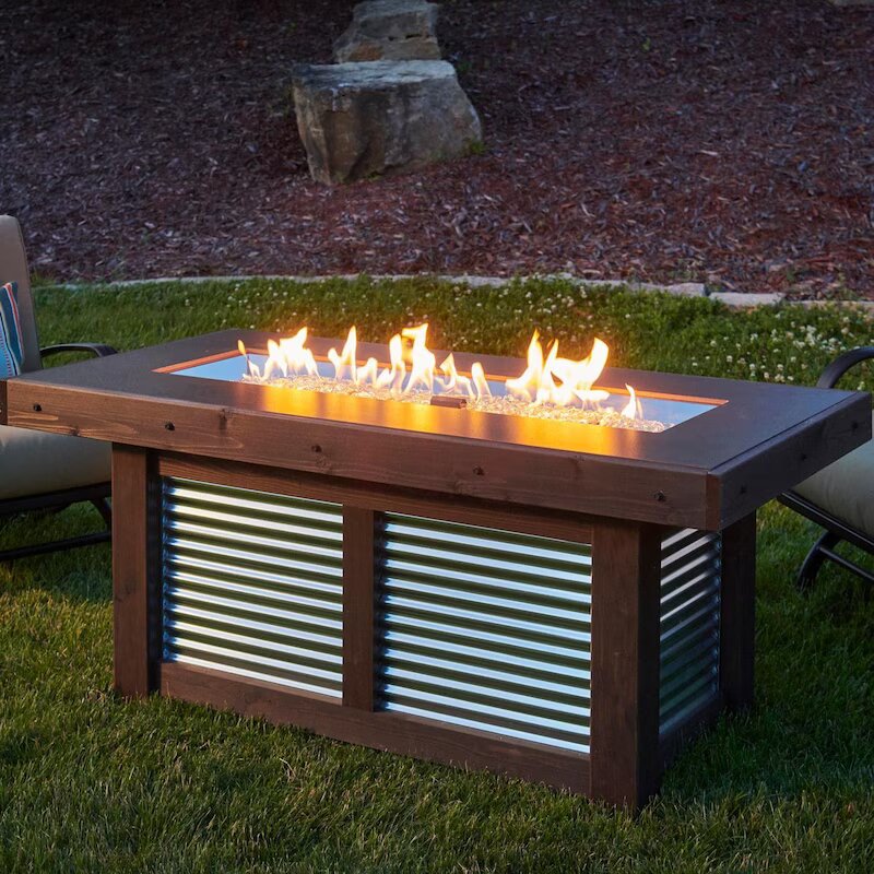 The Outdoor GreatRoom Company Denali Brew 56-Inch Linear Natural Gas Fire Pit Table with 42-Inch Crystal Fire Burner - Ships As Propane With Conversion Fittings - DENBR-1242-NG (2)