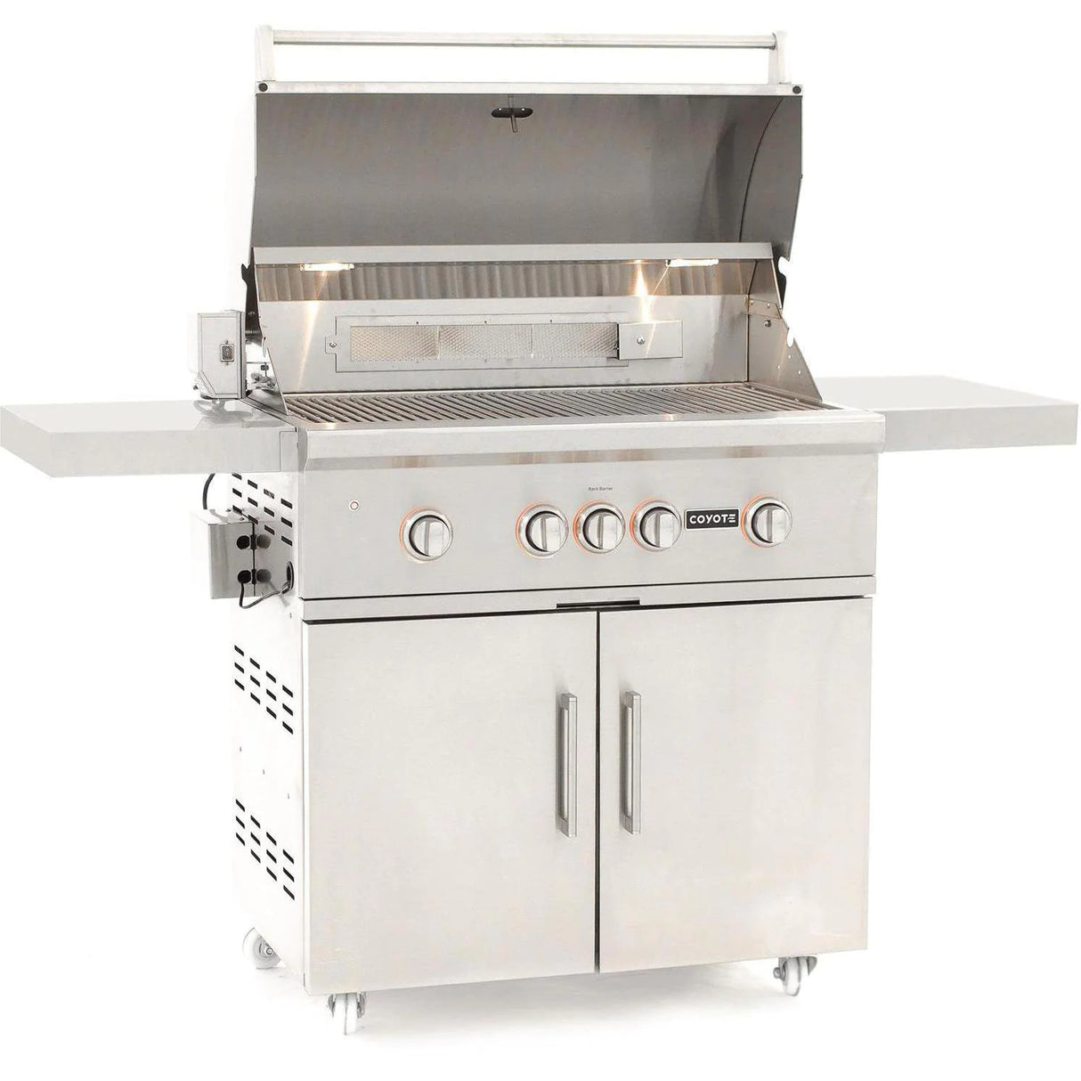 Coyote S-Series 36-Inch 4-Burner Propane Gas Grill With RapidSear Infrared Burner & Rotisserie - C2SL36LP + C1S36CT