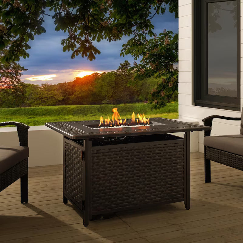 Fire Sense Albany 44-Inch Rectangular Aluminum Natural Gas Fire Pit - (Ships as Propane With Conversion Fittings) - 63699-NG (1)