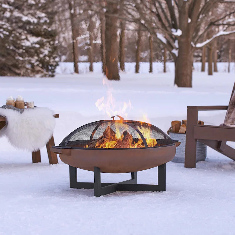 Lakeview Classique 31 1/2-Inch Round Wood Burning Fire Pit - Steel - SC-400-RST