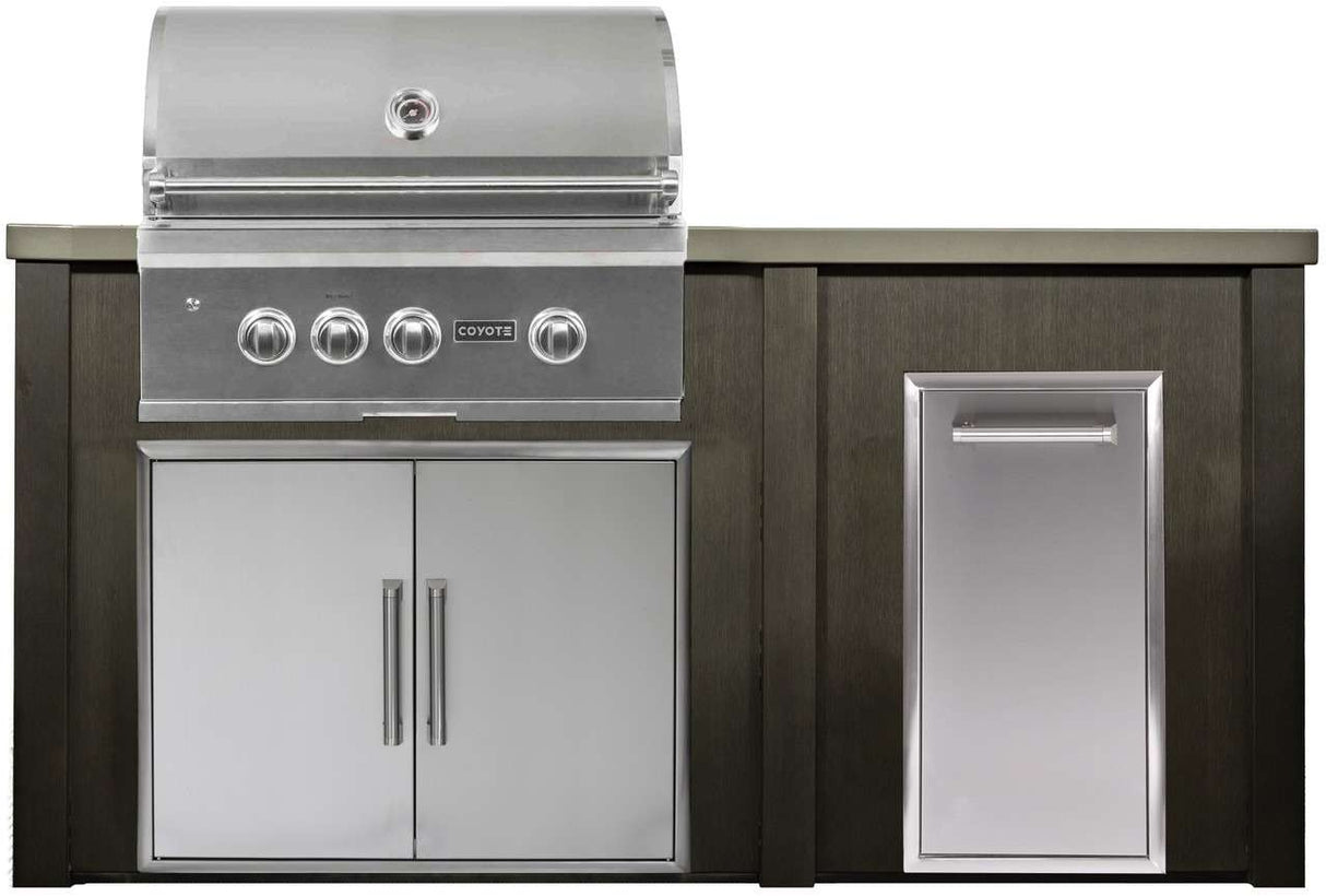 HAVEN 6 Ft Outdoor Kitchen Island w/ Trash Center - HCOY72TRASH