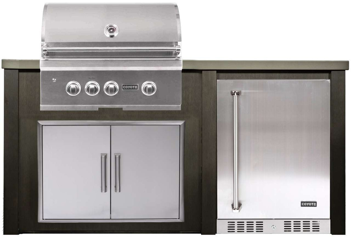 HAVEN 6 Ft Coyote Outdoor Kitchen Island w/ 24" Refrigerator - HCOY72REF HAVEN 6 Ft Outdoor Kitchen Island w/ 24" Refrigerator - HCOY72REF