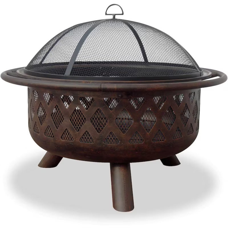 UniFlame 30 Inch Oil Rubbed Bronze Firebowl Fire Pit With Lattice Tree Design (1)