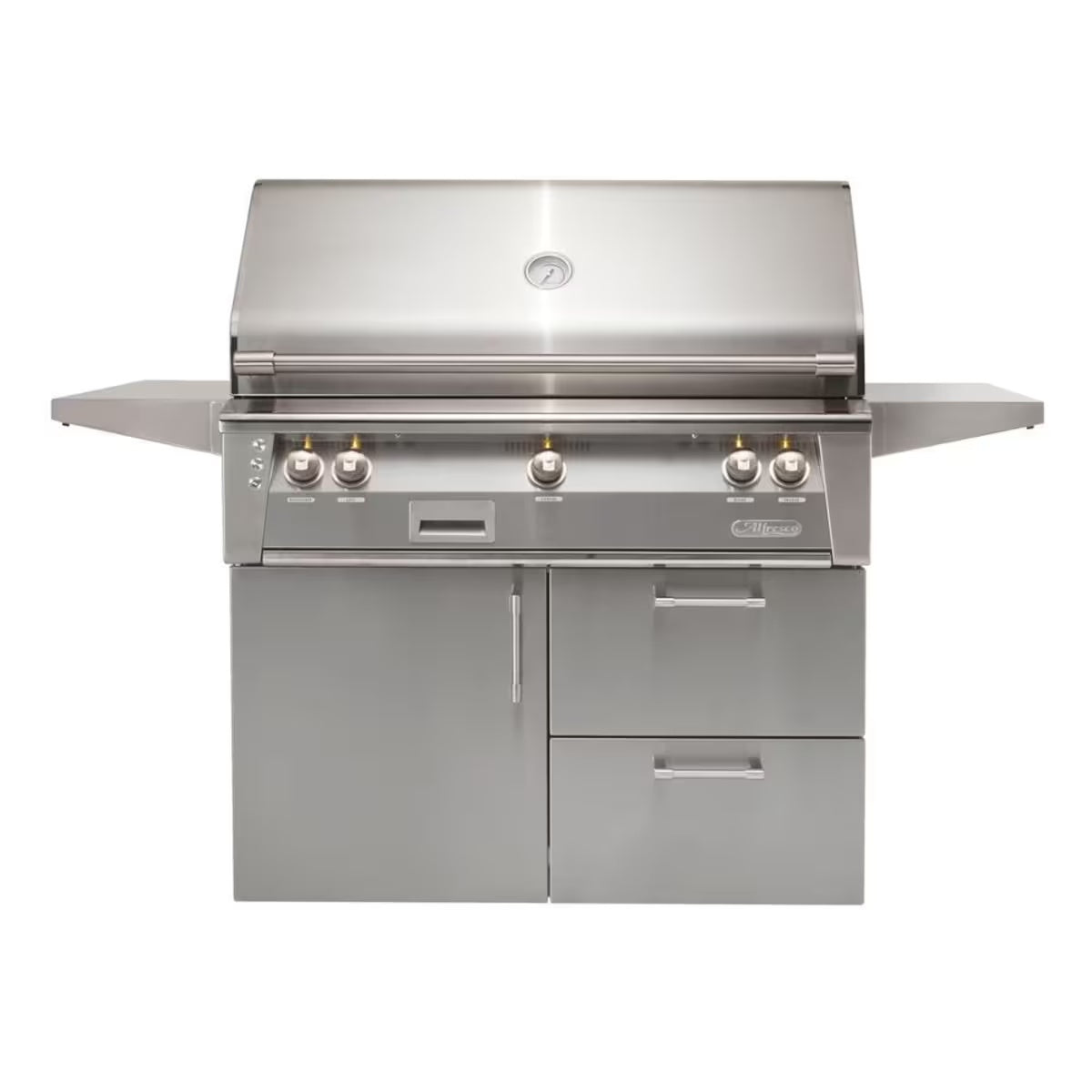 Alfresco ALXE 42-Inch Freestanding Natural Gas Grill on Deluxe Cart with Sear Zone and Rotisserie in Signal Gray - ALXE-42SZCD-LP-S7004