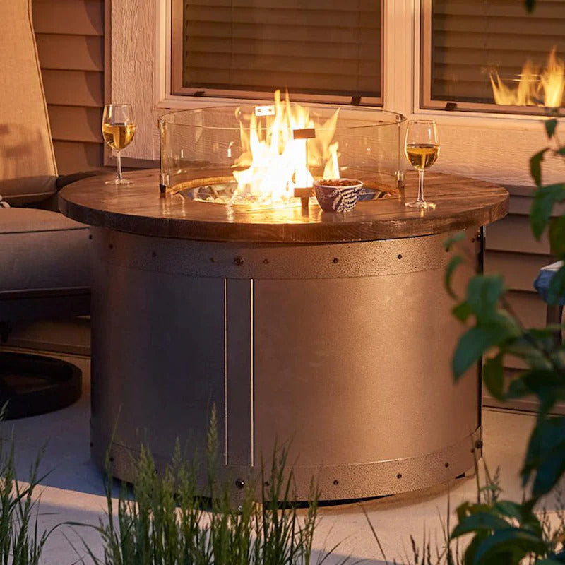 The Outdoor GreatRoom Company Edison 41-Inch Round Natural Gas Fire Pit Table with 20-Inch Crystal Fire Burner - Ships As Propane With Conversion Fittings - ED-20-NG
