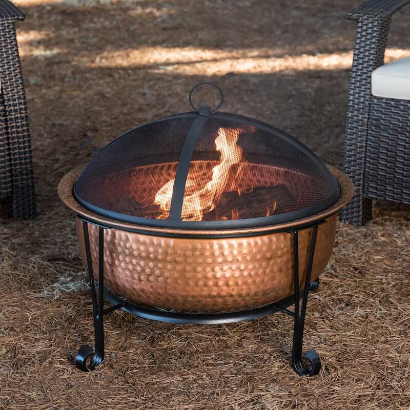 Ultimate Patio Grandwood 26-Inch Hammered Copper Wood Burning Fire Pit (2)