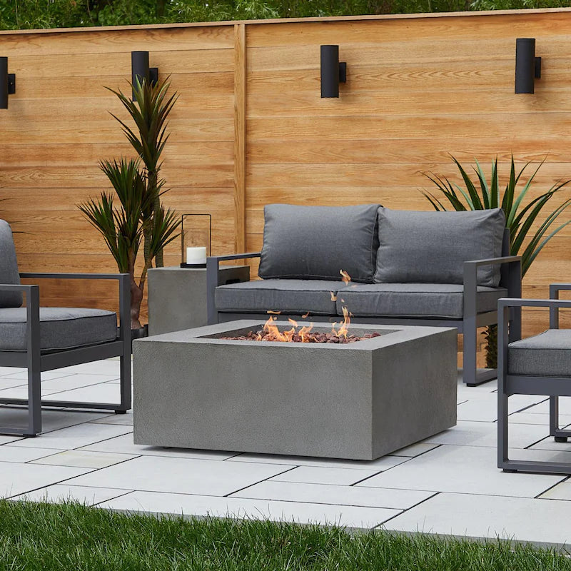 Lakeview Villa Flora 36-Inch Square Propane Gas Fire Pit Table - Glacier Gray - SC-9720LP-GLG