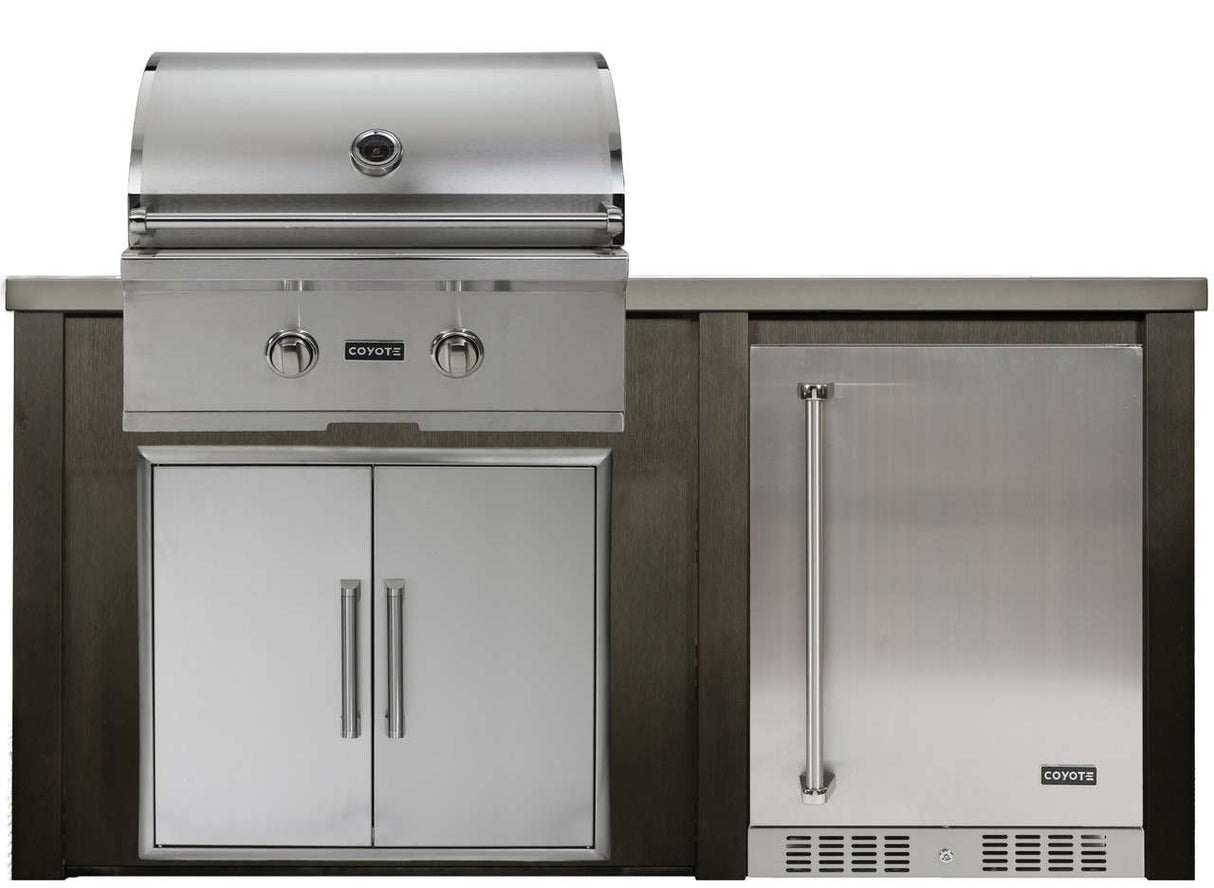 HAVEN 5.5 Ft Outdoor Kitchen Island w/ 24" Refrigerator - HCOY66REF