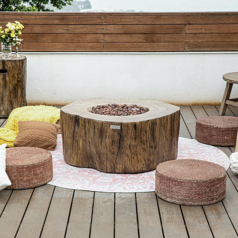 Lakeview Cabinwood 42-Inch Round Natural Gas Fire Pit Table - Redwood - SCOFG145RW-NG (1)