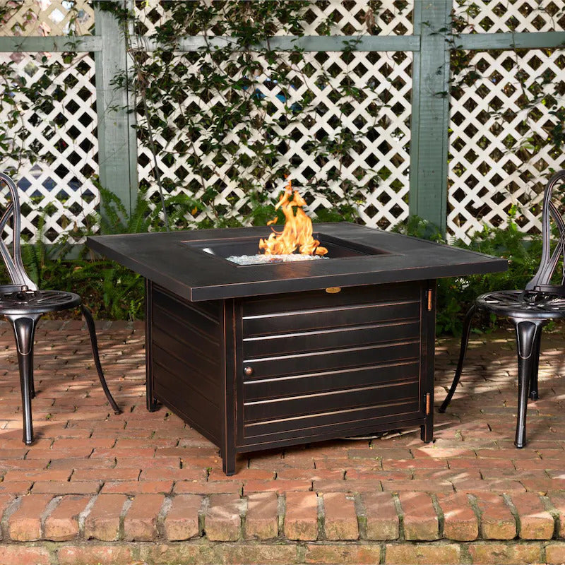 Ultimate Patio Saddlebunch 40-Inch Square Aluminum Propane Fire Pit Table - Antique Bronze (1)