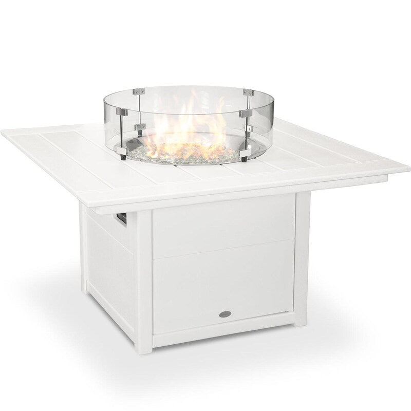 POLYWOOD 42-Inch Square Propane Fire Pit Table - White