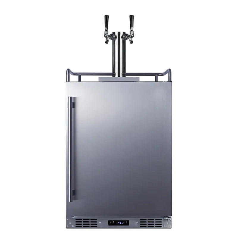 Summit Commercial Outdoor Rated Double Tap Beer Dispenser / Kegerator w/ Shelves - SBC683OSTWIN