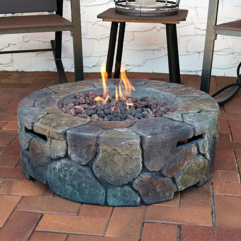 Ultimate Patio 30-Inch Round Cast Stone Propane Gas Fire Pit