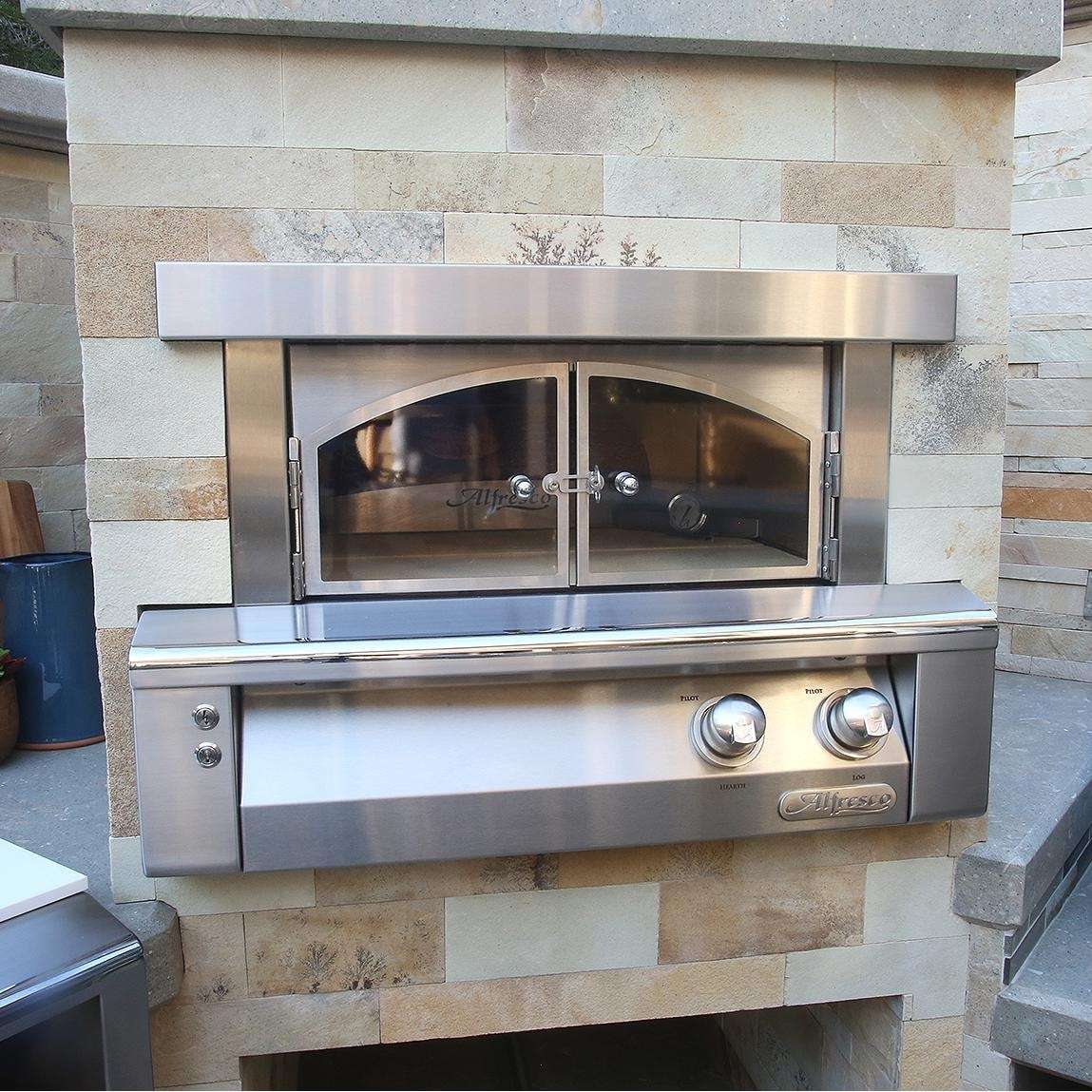 6d50b113dfa01782fe61e9ed00b03b7eAlfresco 30-Inch Built-In Natural Gas Outdoor Pizza Oven Plus - AXE-PZA-BI-NG