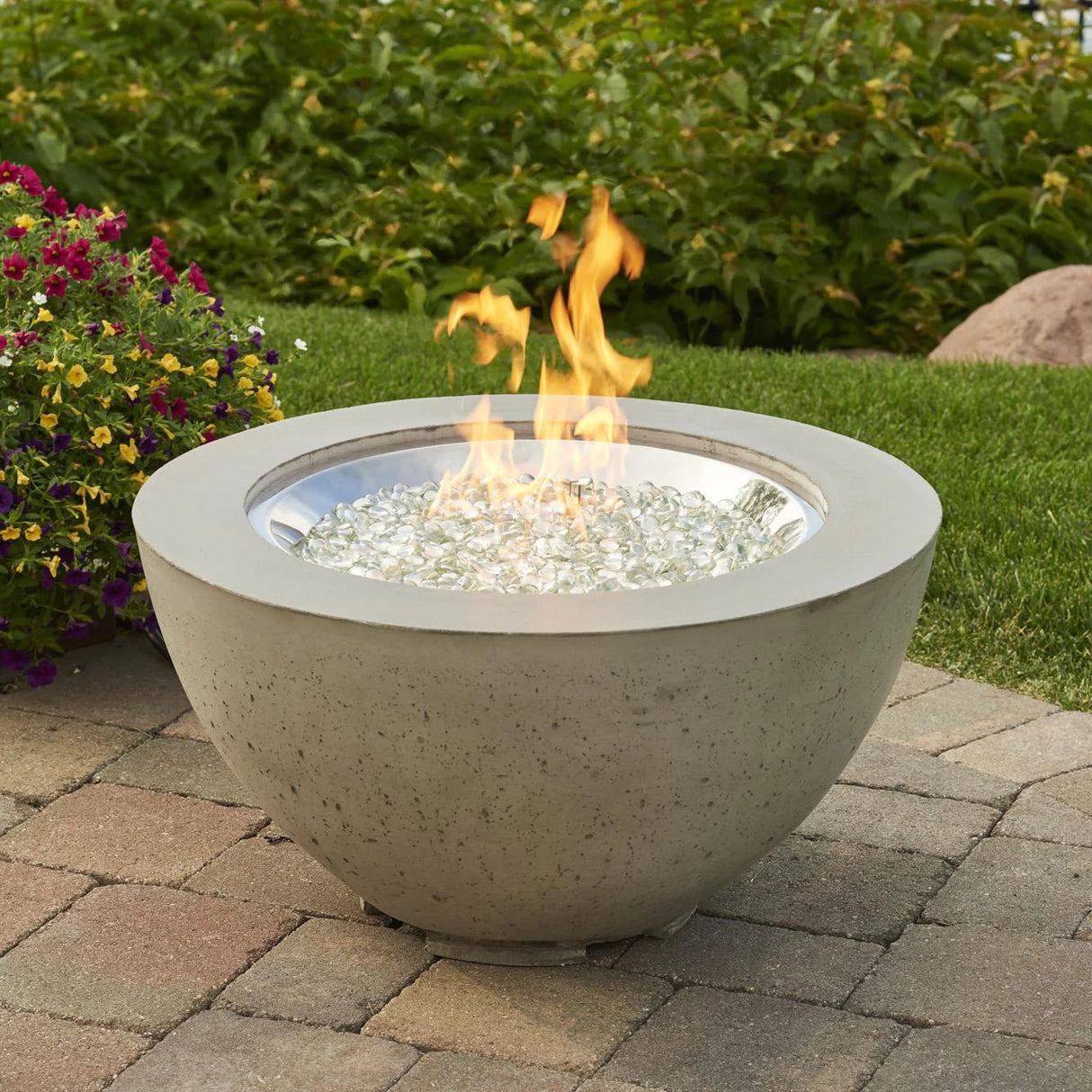 The Outdoor GreatRoom Company Cove 29-Inch Round Natural Gas Fire Pit Bowl with 20-Inch Crystal Fire Burner - Natural Grey - Ships As Propane With Conversion Fittings - CV-20-NG (1)