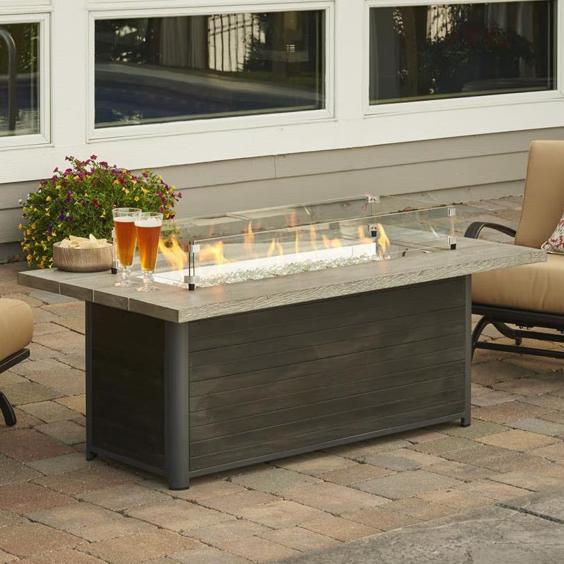 The Outdoor GreatRoom Company Cedar Ridge 61-Inch Linear Natural Gas Fire Pit Table with 42-Inch Crystal Fire Burner - Ships As Propane With Conversion Fittings - Grey Cedar - CR-1242-K-NG (3)