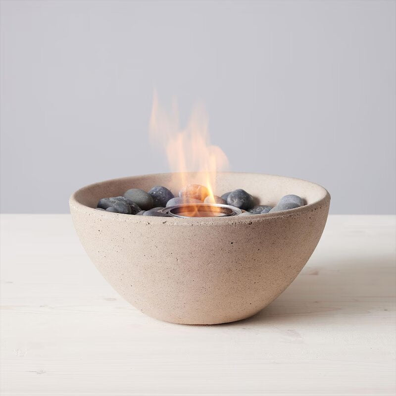 TerraFlame Basin Table Top Fire Bowl Gel Fuel - Stone Cast - Sand (2)