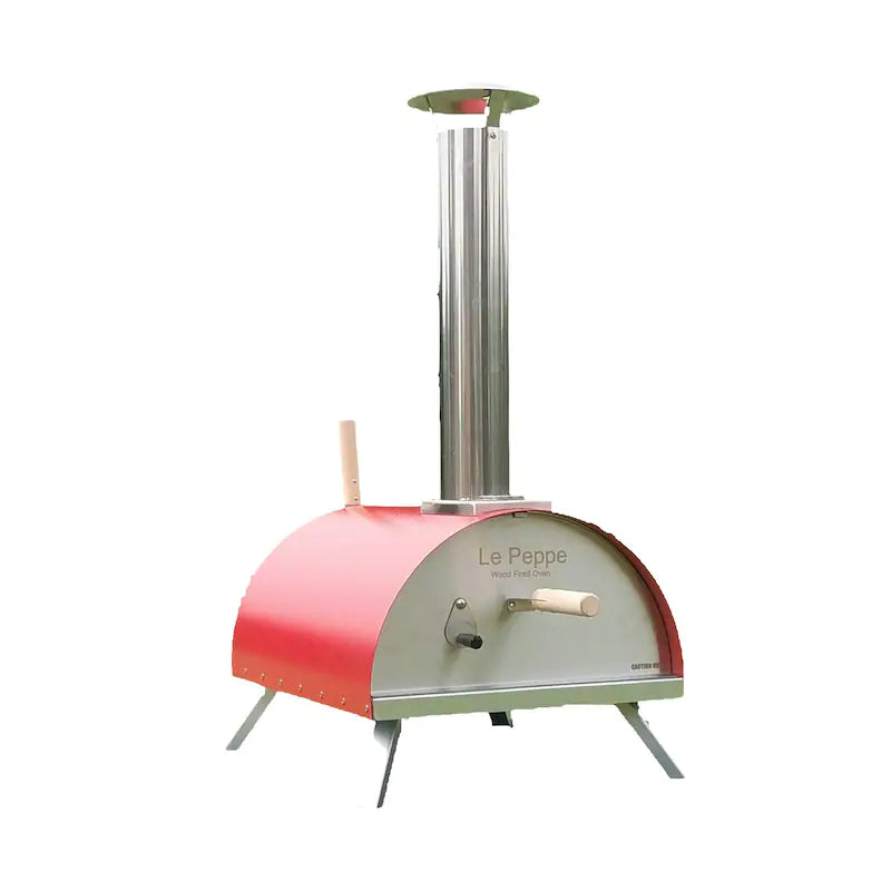 WPPO Le Peppe Portable Red Wood Fired Pizza Oven with Peel - WKE-01-RED