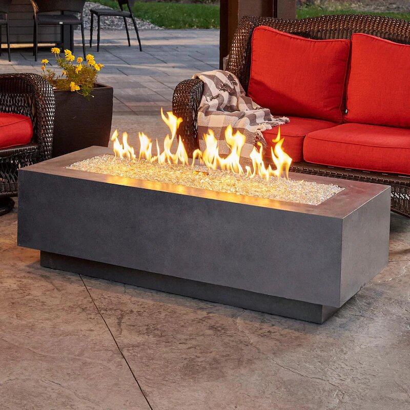 The Outdoor GreatRoom Company Cove 54-Inch Linear Natural Gas Fire Pit Table with 42-Inch Crystal Fire Burner - Ships As Propane With Conversion Fittings - Midnight Mist - CV-54MM-NG (2)