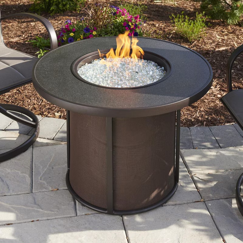 The Outdoor GreatRoom Company Stonefire 31-Inch Round Natural Gas Fire Pit Table with 20-Inch Crystal Fire Burner - Brown - Ships As Propane With Conversion Fittings - SF-32-K-NG (2)