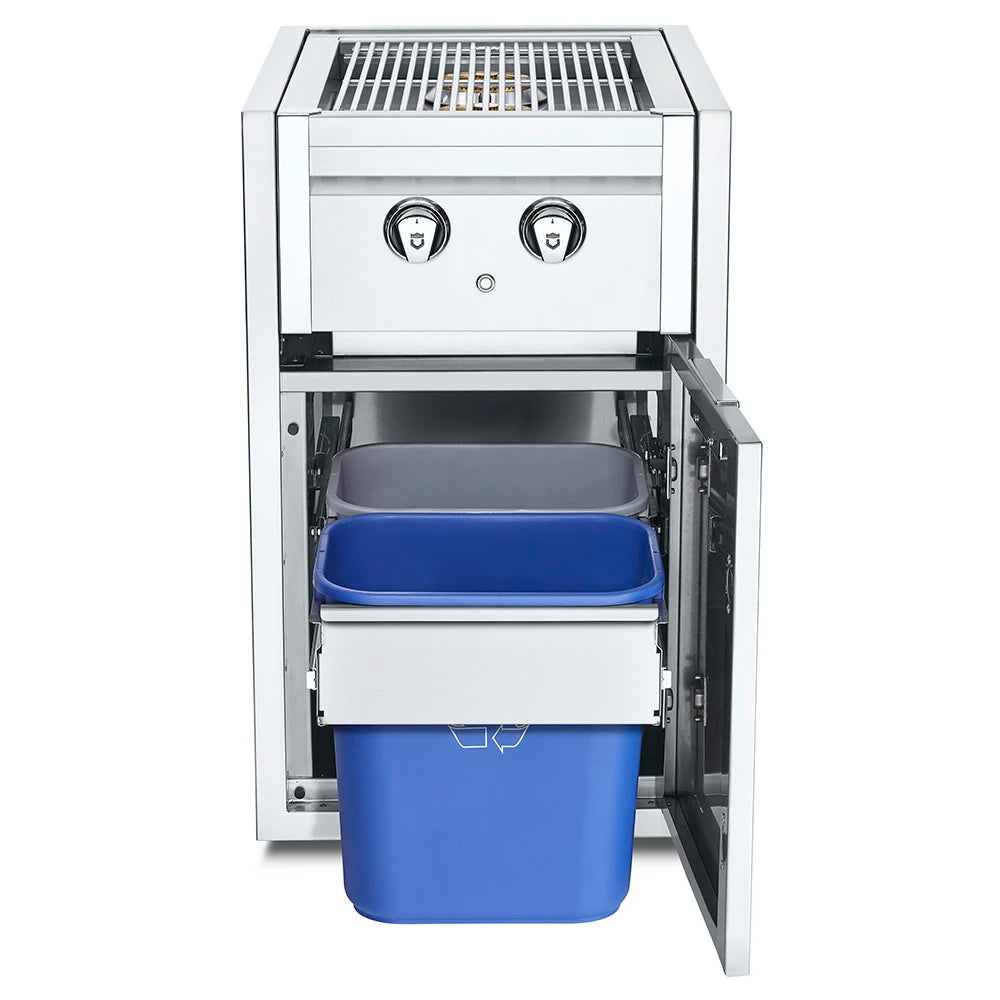 Crown Verity Infinite Series 21-Inch Enclosed Cabinet Storage W/ Natural Gas Double Side Burner, Double Trash Bin Storage And LED Lighting - IBISC-SBNG-GH-LT