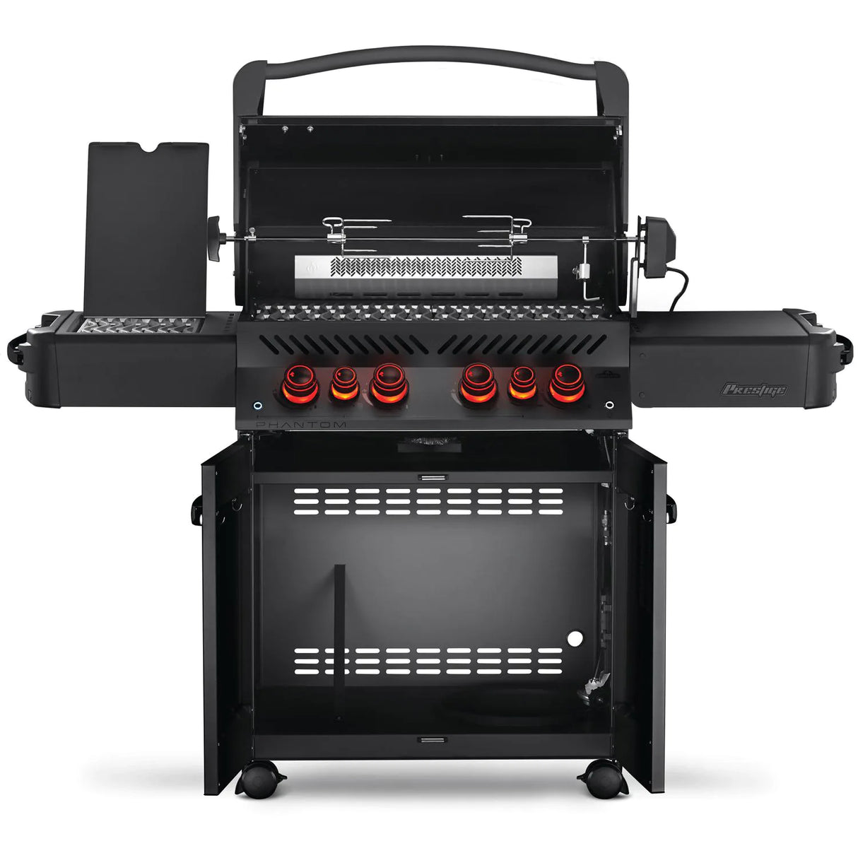 Napoleon Phantom Prestige 500 Natural Gas Grill with Infrared Rear Burner, Infrared Side Burner, & Rotisserie Kit - Matte Black - P500RSIBNMK-3-PHM