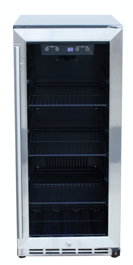 American Made Grills 15-Inch Outdoor Rated Fridge w/ Glass Door - AMG-RFR-15G