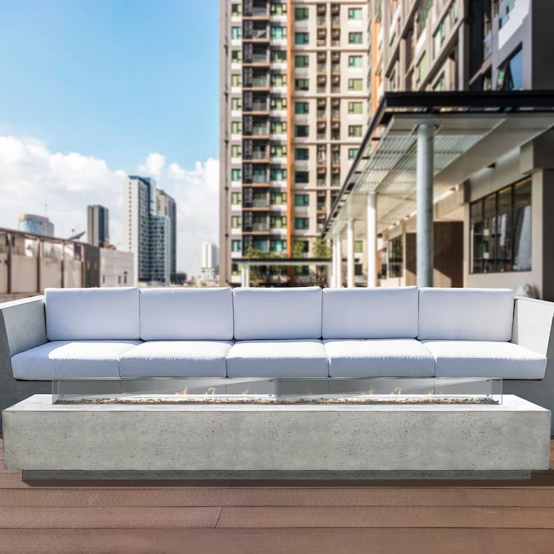 Lakeview Cascata Bay 110 110-Inch Natural Gas Rectangular Fire Pit Table W/ Windguard - Natural (1)