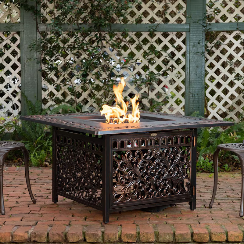 Ultimate Patio West Cay 42-Inch Square Cast Aluminum Propane Fire Pit Table (1)