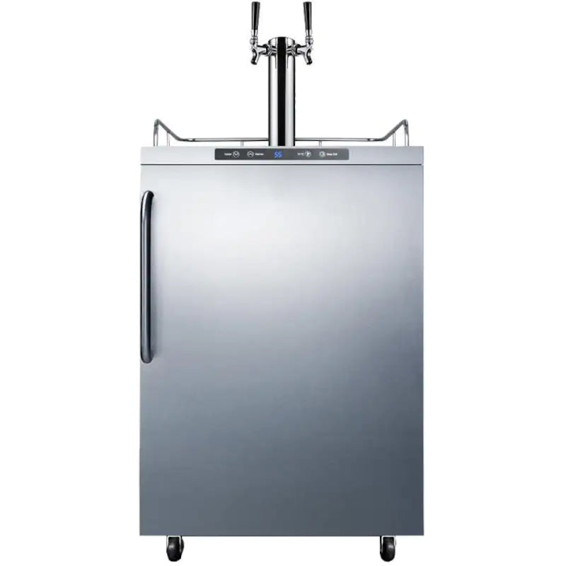 Summit 24-Inch 5.6 Cu. Ft. Outdoor Rated Double Tap Beer Dispenser / Kegerator - Stainless Steel - SBC635MOSTWIN