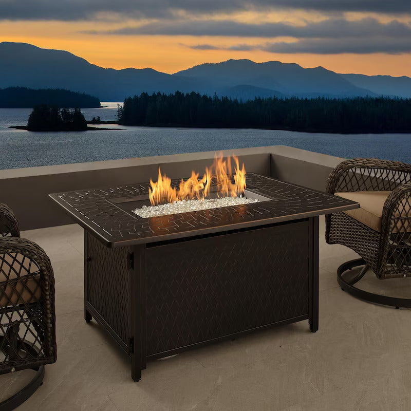 Fire Sense Mayfield 48-Inch Rectangular Aluminum Propane Gas Fire Pit - 63182 (1)