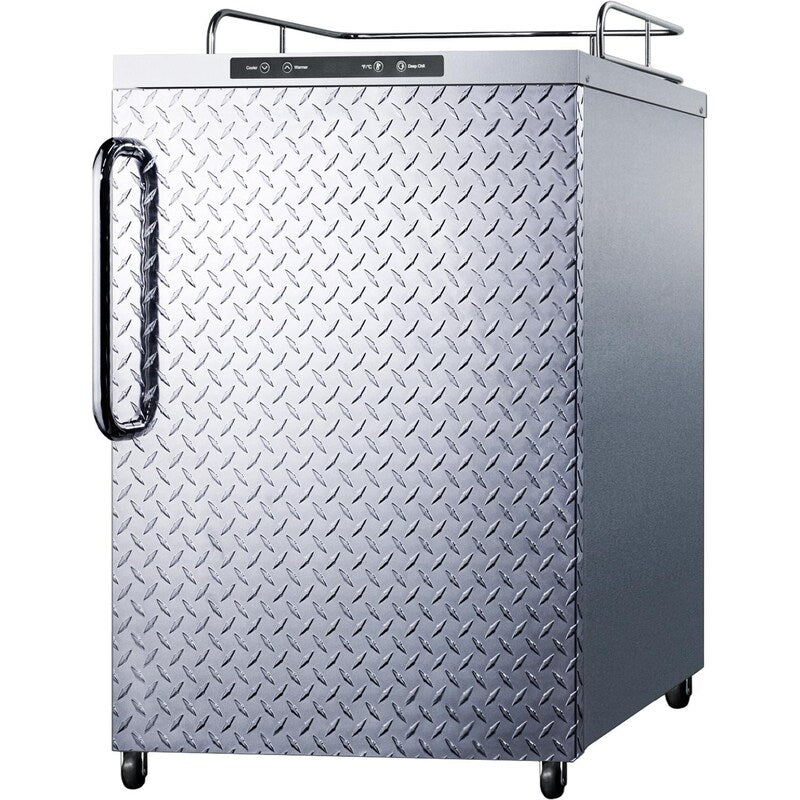 Summit 24-Inch 5.6 Cu. Ft. Outdoor Rated DIY Tap Beer Dispenser / Kegerator - Towel Bar Handle - Diamond Plate Aluminum Door - SBC635MOSNKDPL (1)