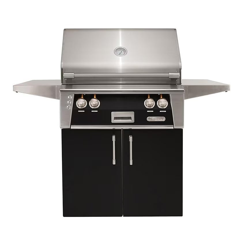 Alfresco ALXE 30-Inch Freestanding Natural Gas Grill with Sear Zone and Rotisserie in Jet Black Gloss (Model # ALXE-30SZC-NG-S9005)