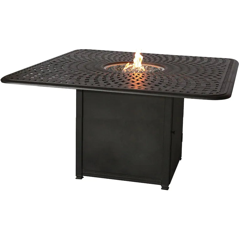 Signature 64 X 64 Inch Propane Fire Pit Dining Table By Darlee - Antique Bronze