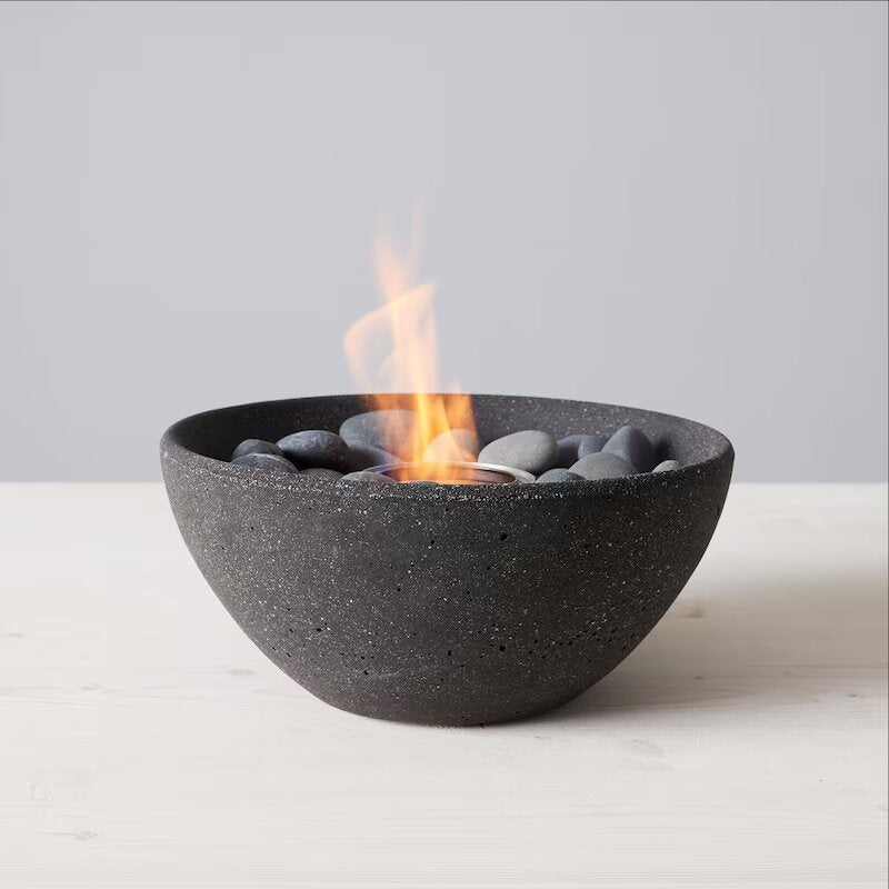 TerraFlame Basin Table Top Fire Bowl Gel Fuel - Stone Cast - Graphite (1)