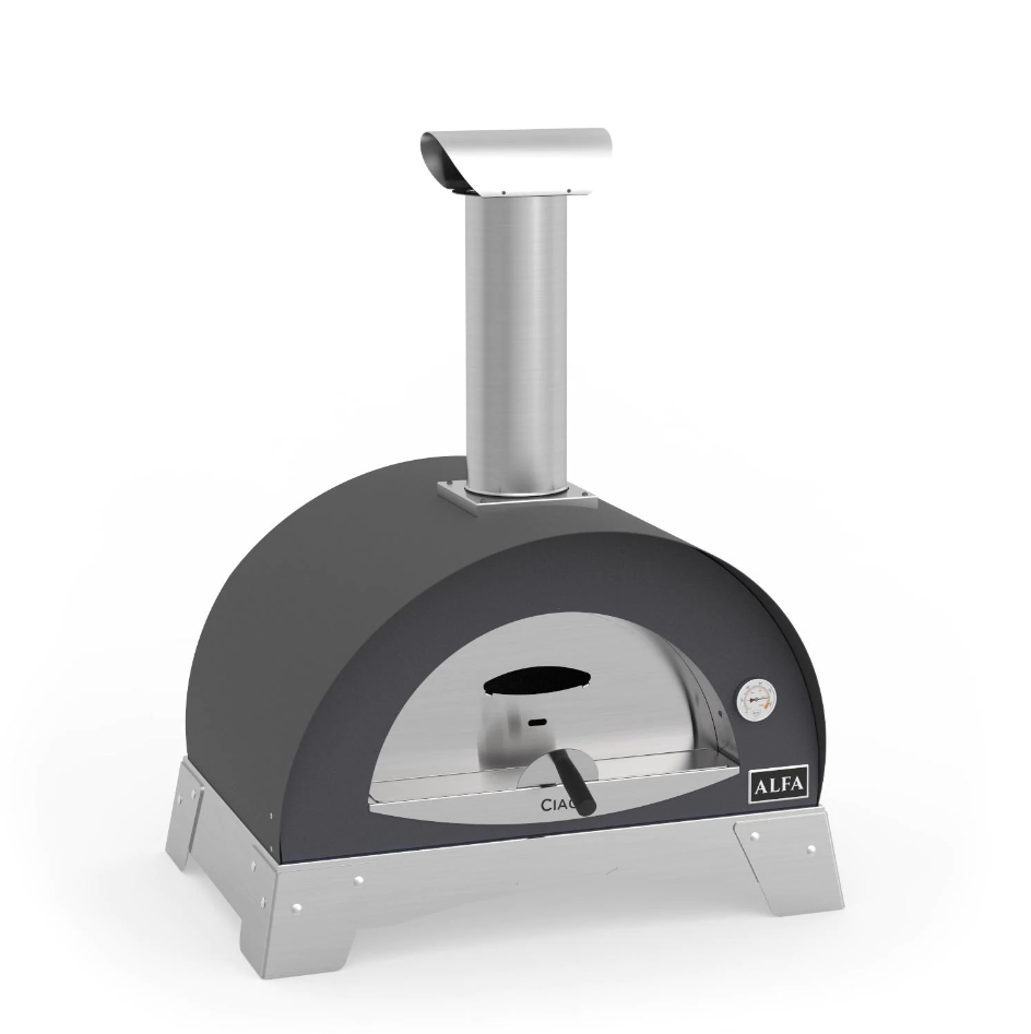 Alfa Ciao 27-Inch Outdoor Countertop Wood-Fired Pizza Oven - Silver Gray - FXCM-LGRI-T-V2