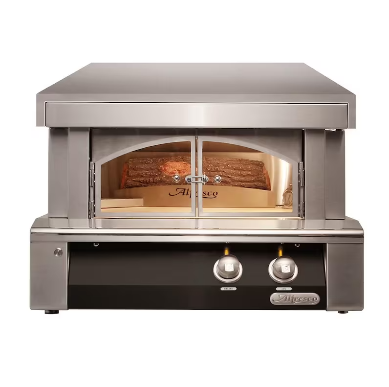Alfresco 30-Inch Built-In Natural Gas Outdoor Pizza Oven Plus in Jet Black Matte - AXE-PZA-BI-NG-SM9005