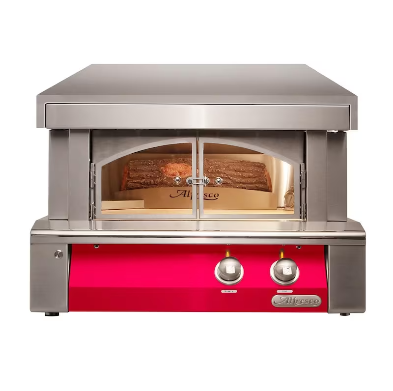 Alfresco 30-Inch Built-In Natural Gas Outdoor Pizza Oven Plus in Raspberry Red - AXE-PZA-BI-NG-S3027